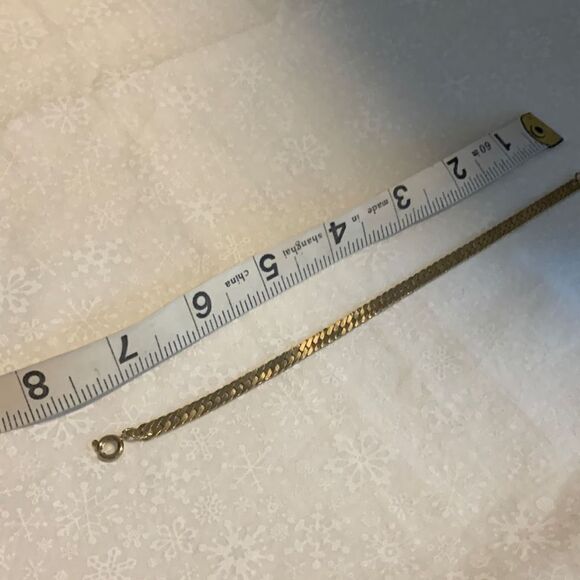 Vintage Gold Herringbone Chain Bracelet Korea 7.5” - Picture 13 of 13